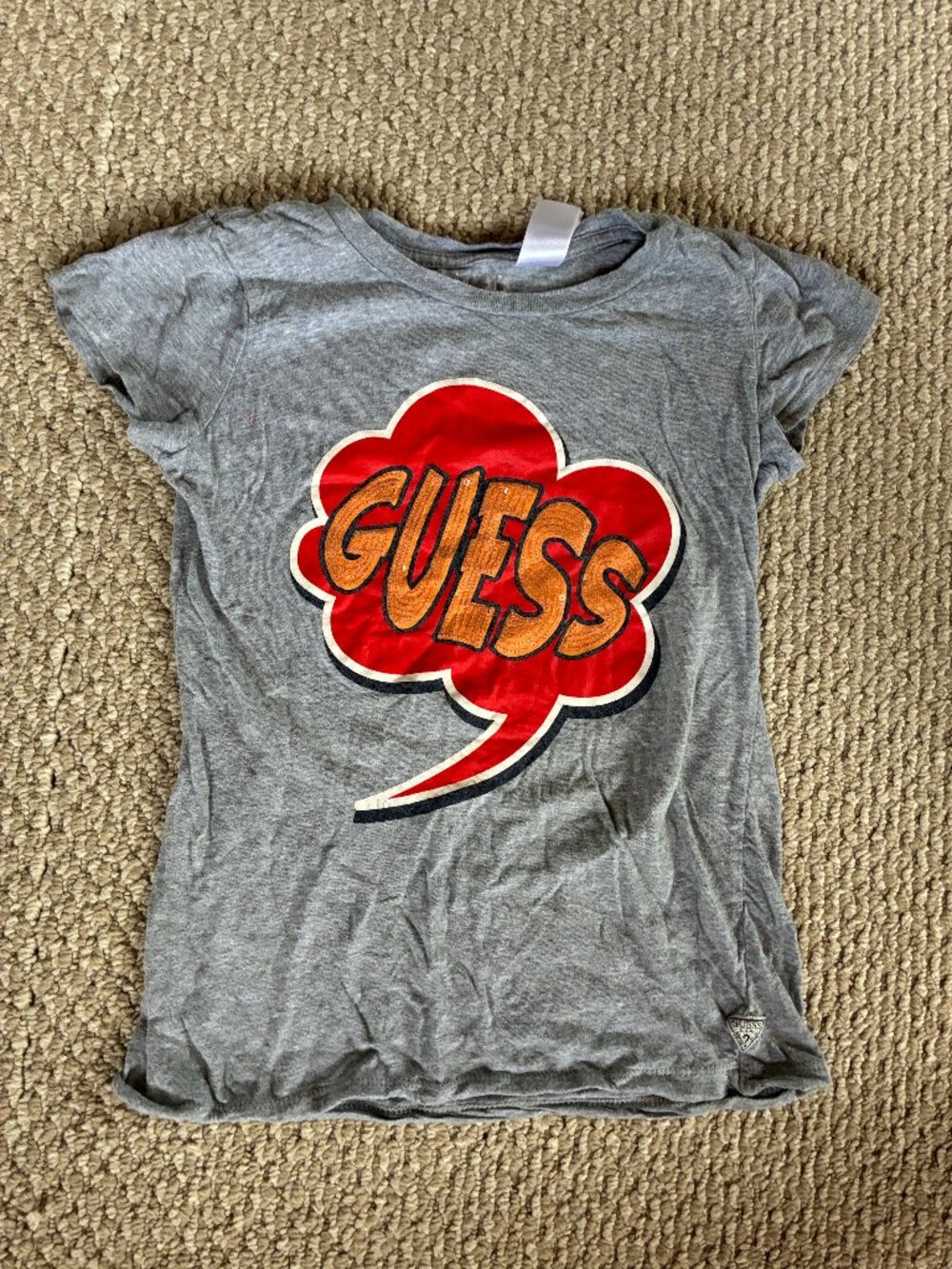 Guess Girl's Gray Graphic Comic Sequins Medium 10/12